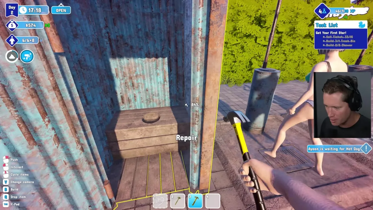 Waterpark Simulator janitor zone covering pool splash exits
